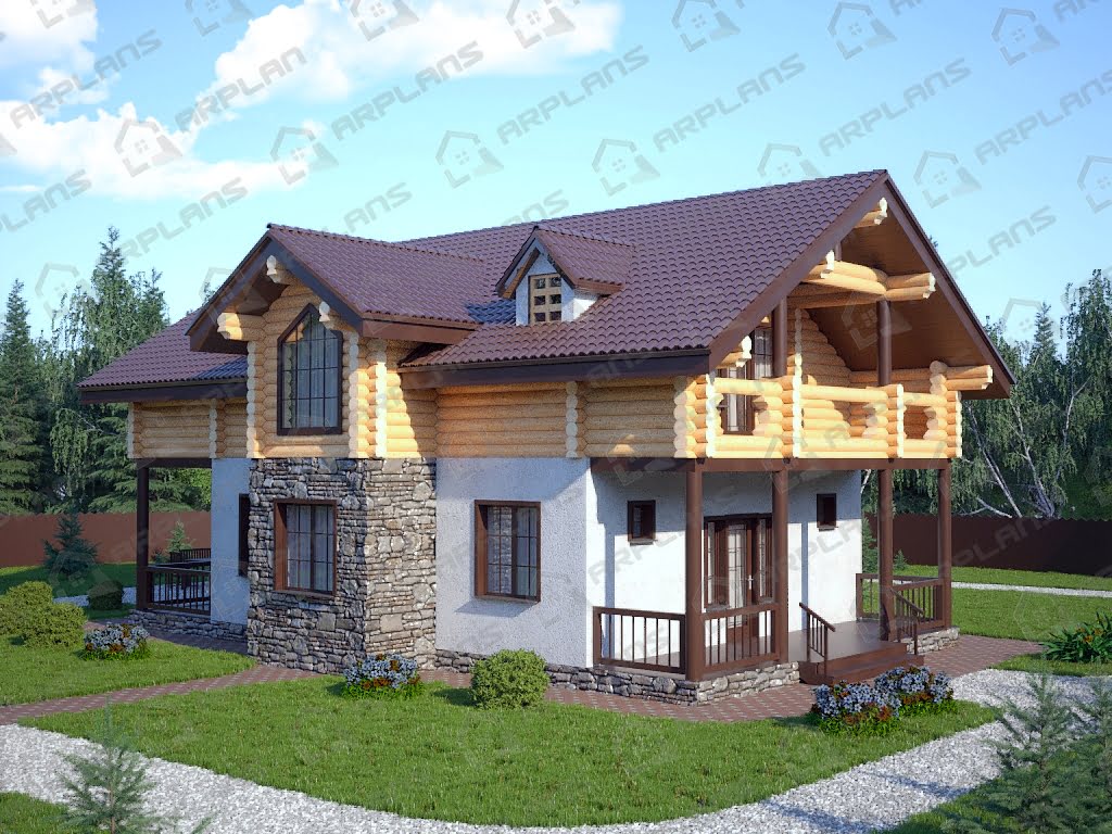 Проект комбинированного дома А-008