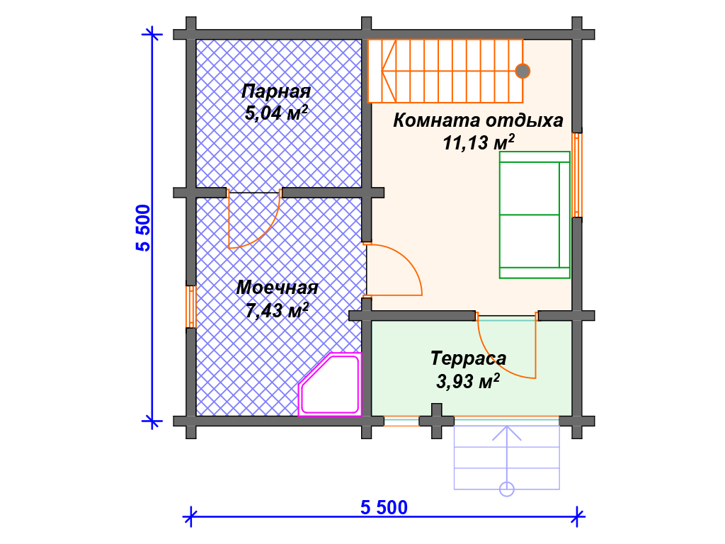 Схема бани Б-006 1 этаж