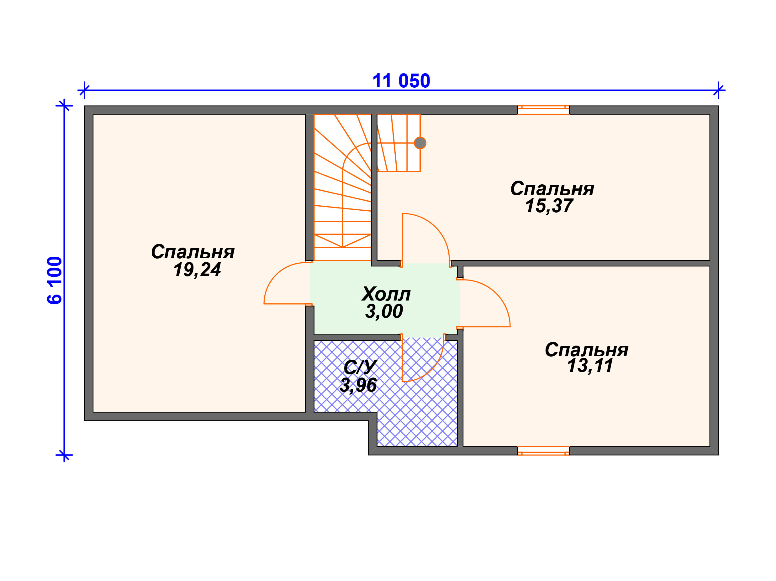 Схема каркасного дома И-001 2 этаж