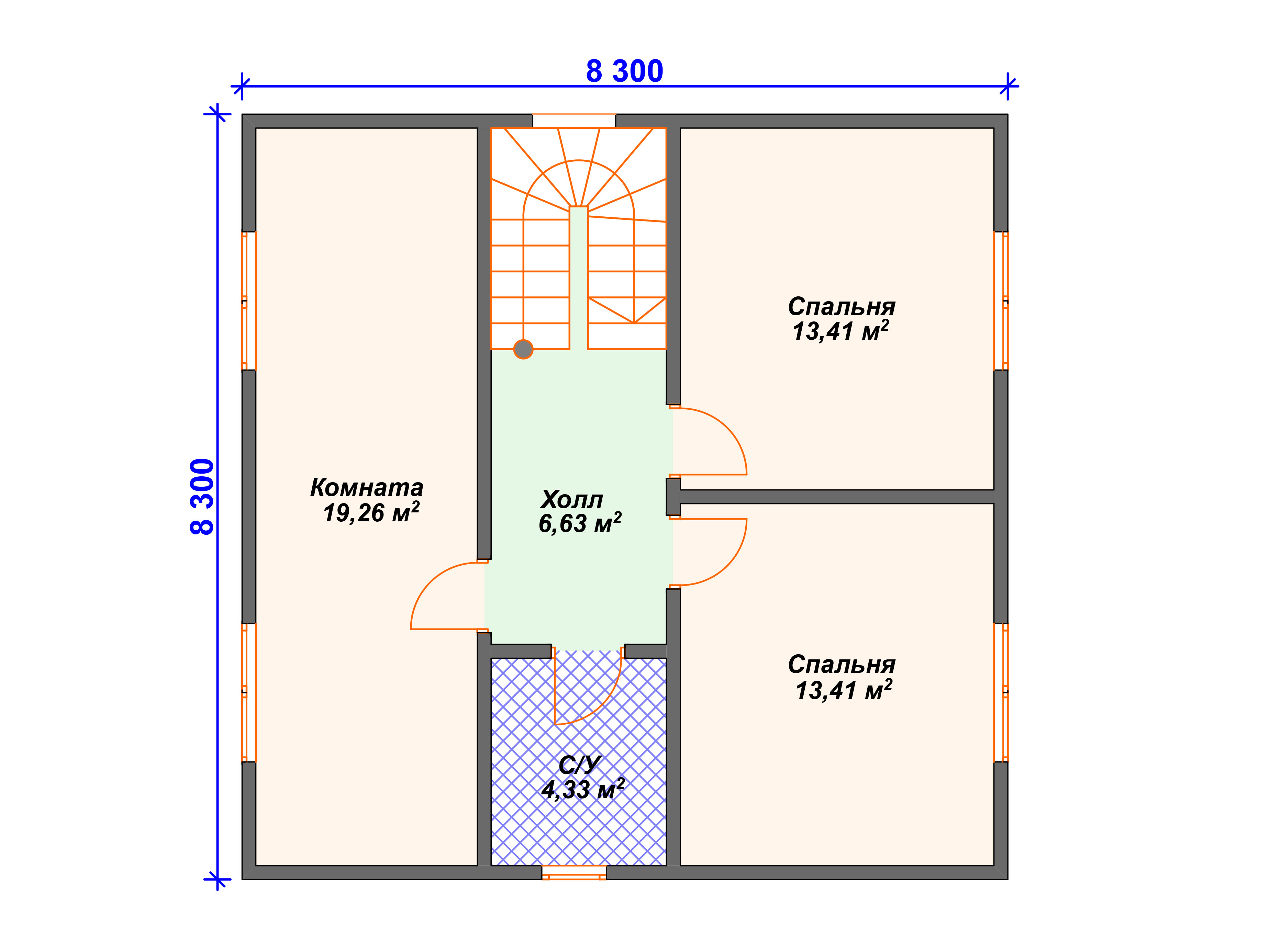 Схема каркасного дома И-004 2 этаж