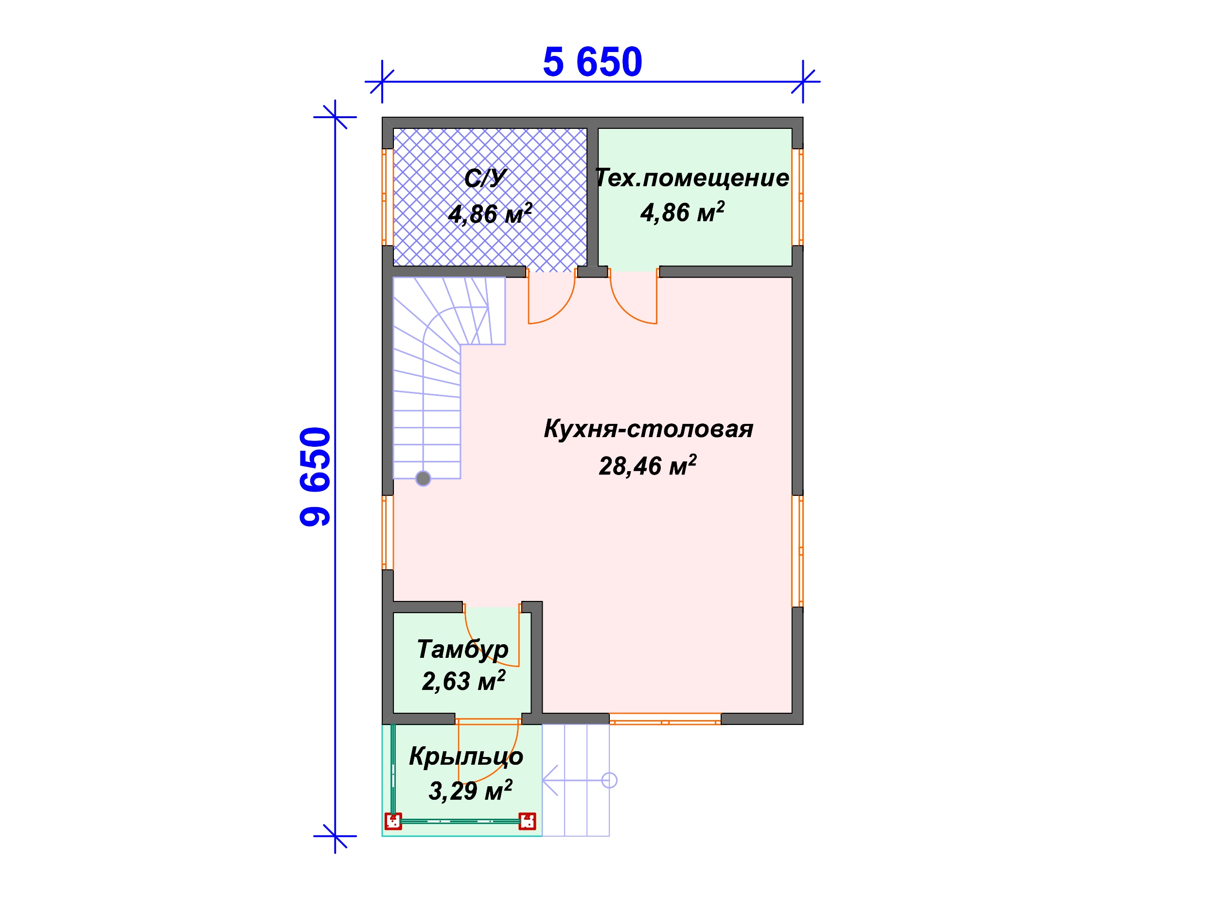 Схема каркасного дома И-006 1 этаж