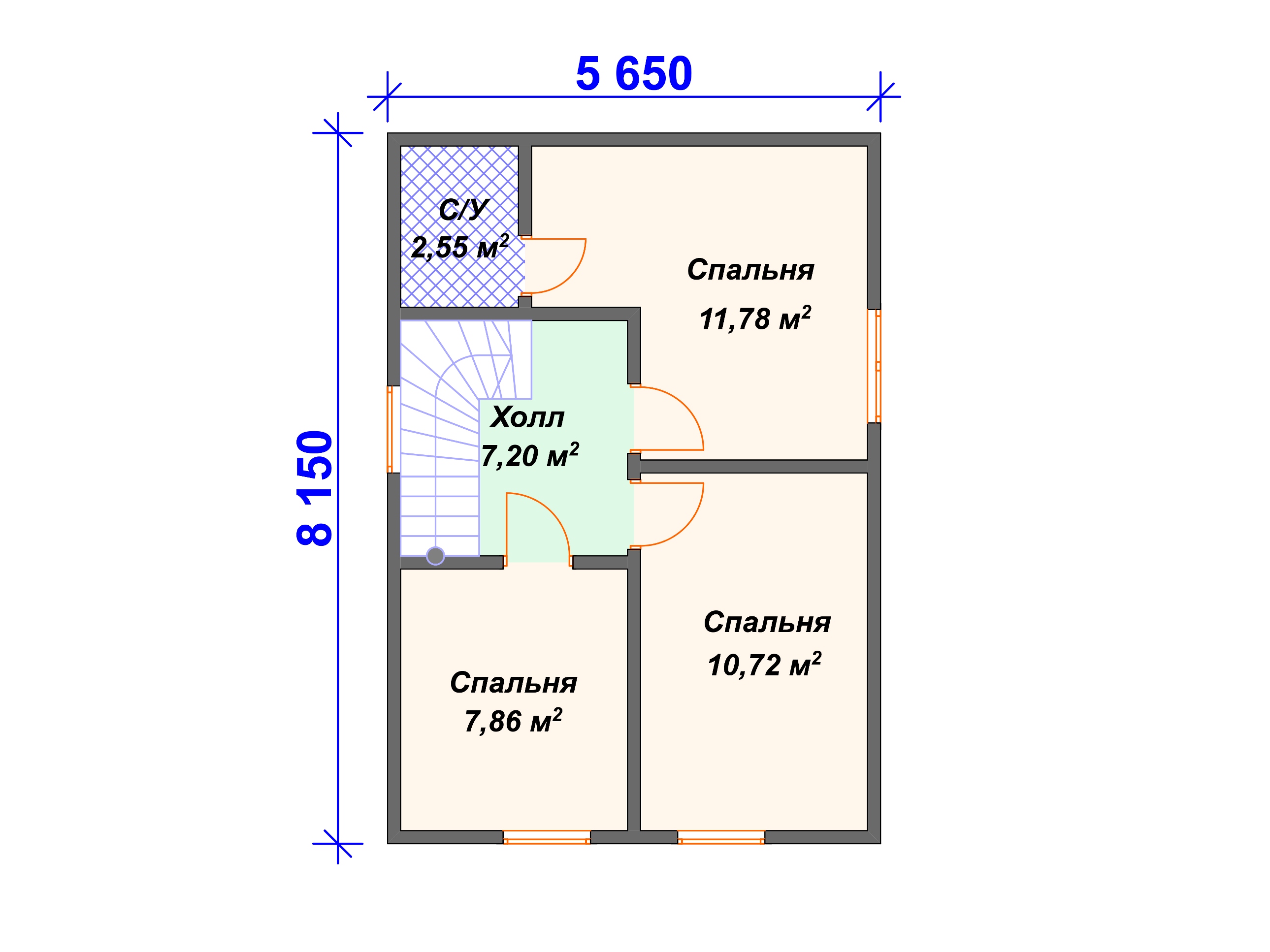 Схема каркасного дома И-006 2 этаж