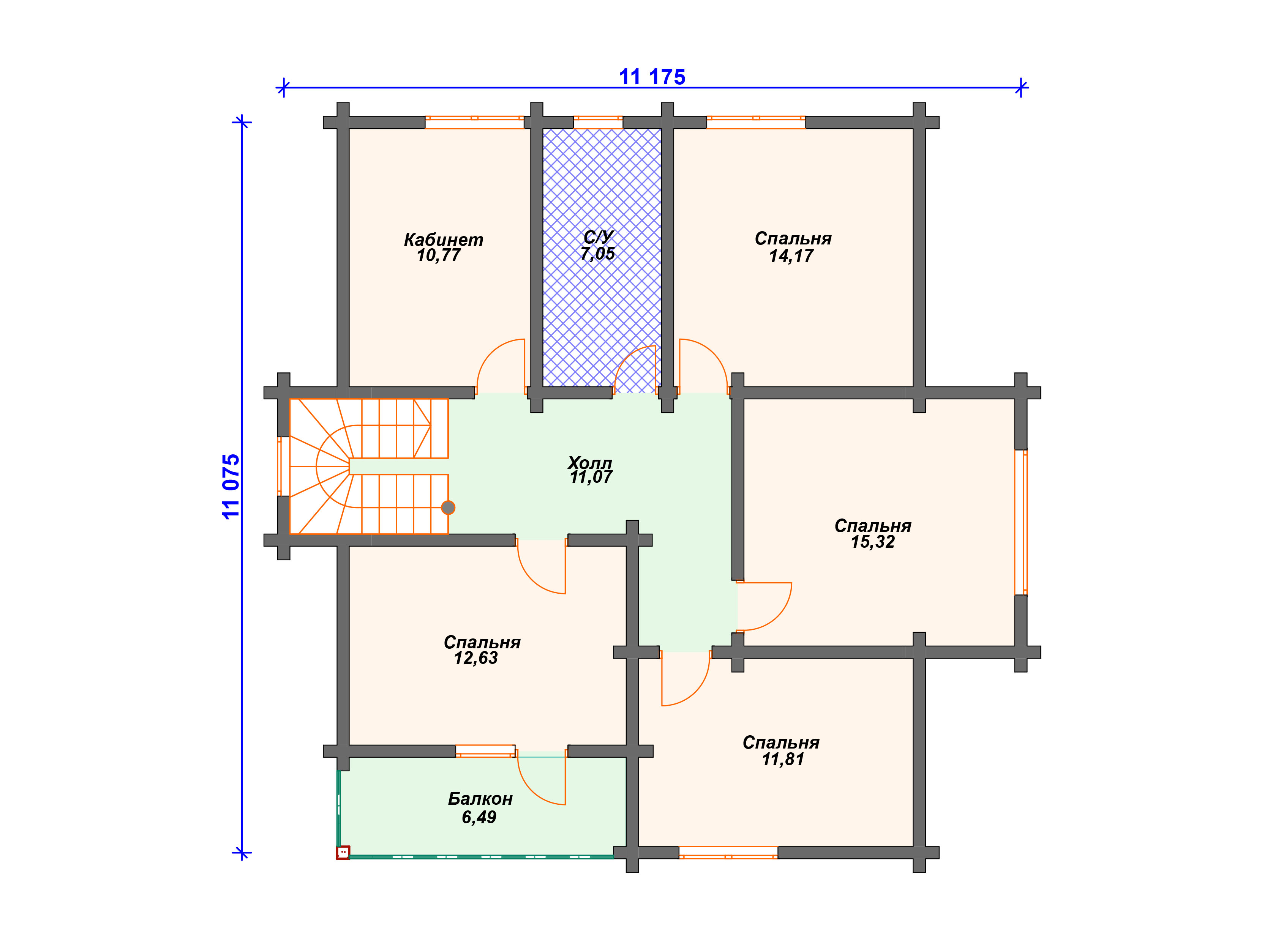 Схема комбинированного дома А-001 2 этаж