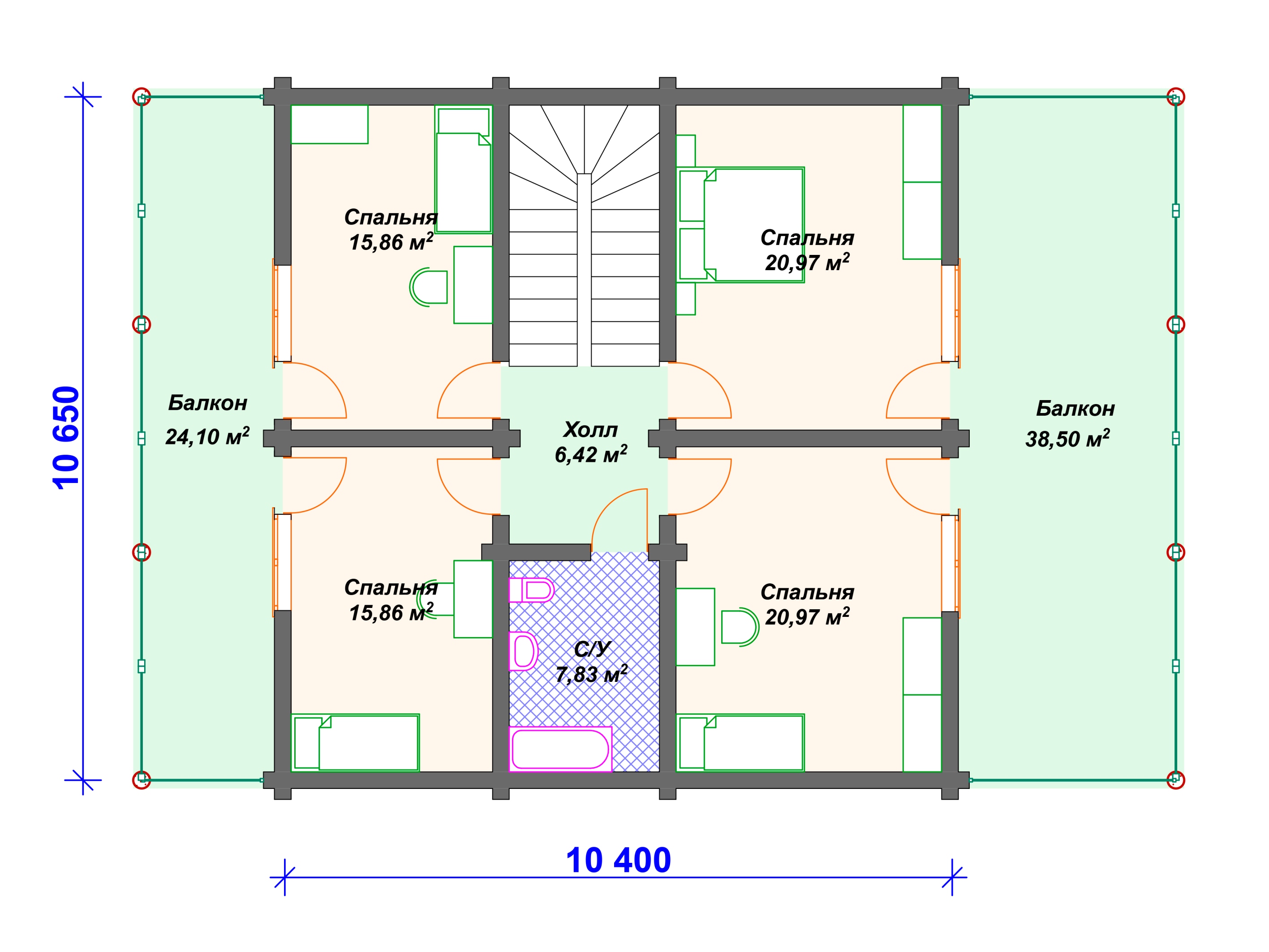 Схема комбинированного дома А-002 2 этаж