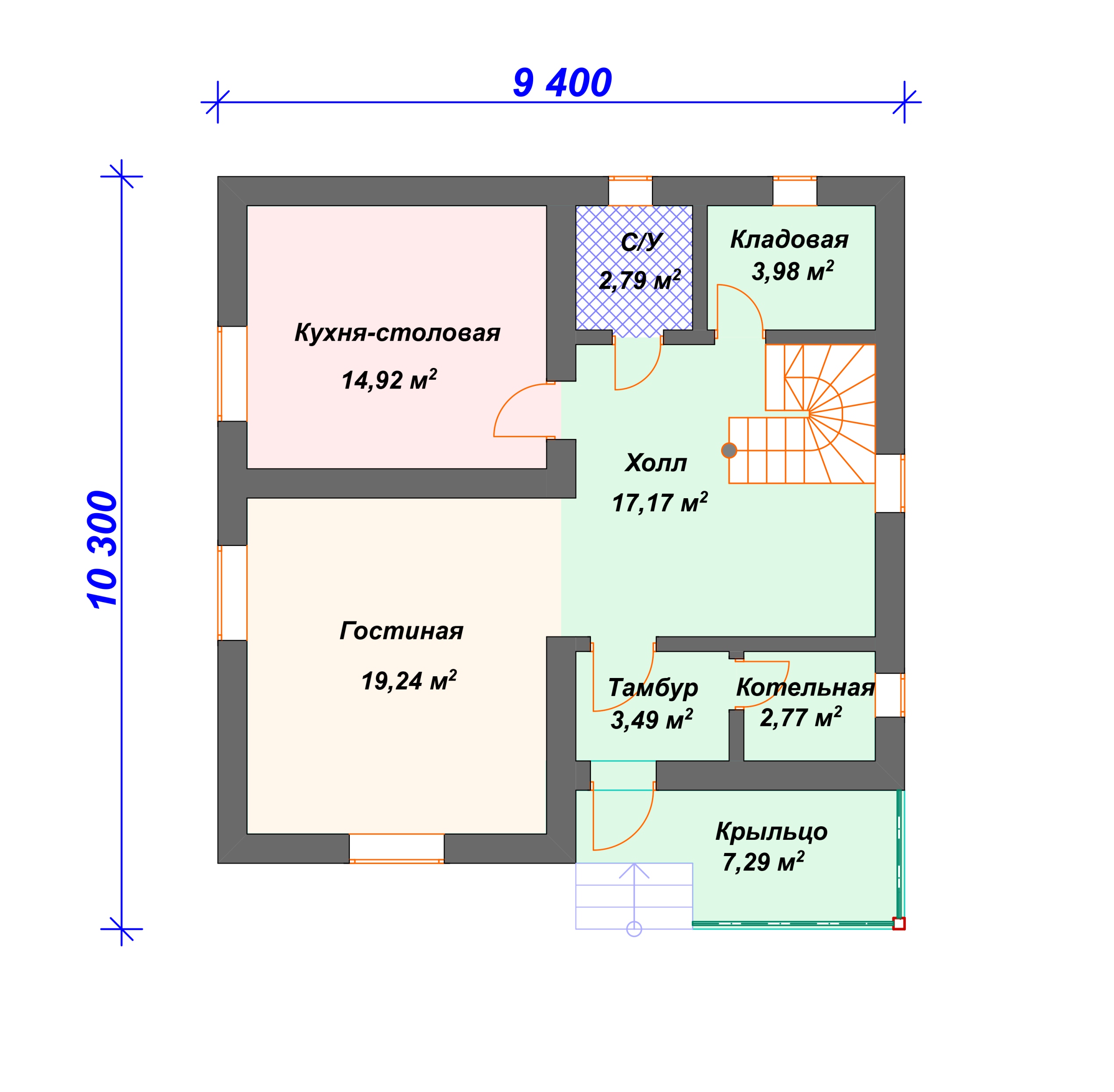 Схема комбинированного дома А-003 1 этаж