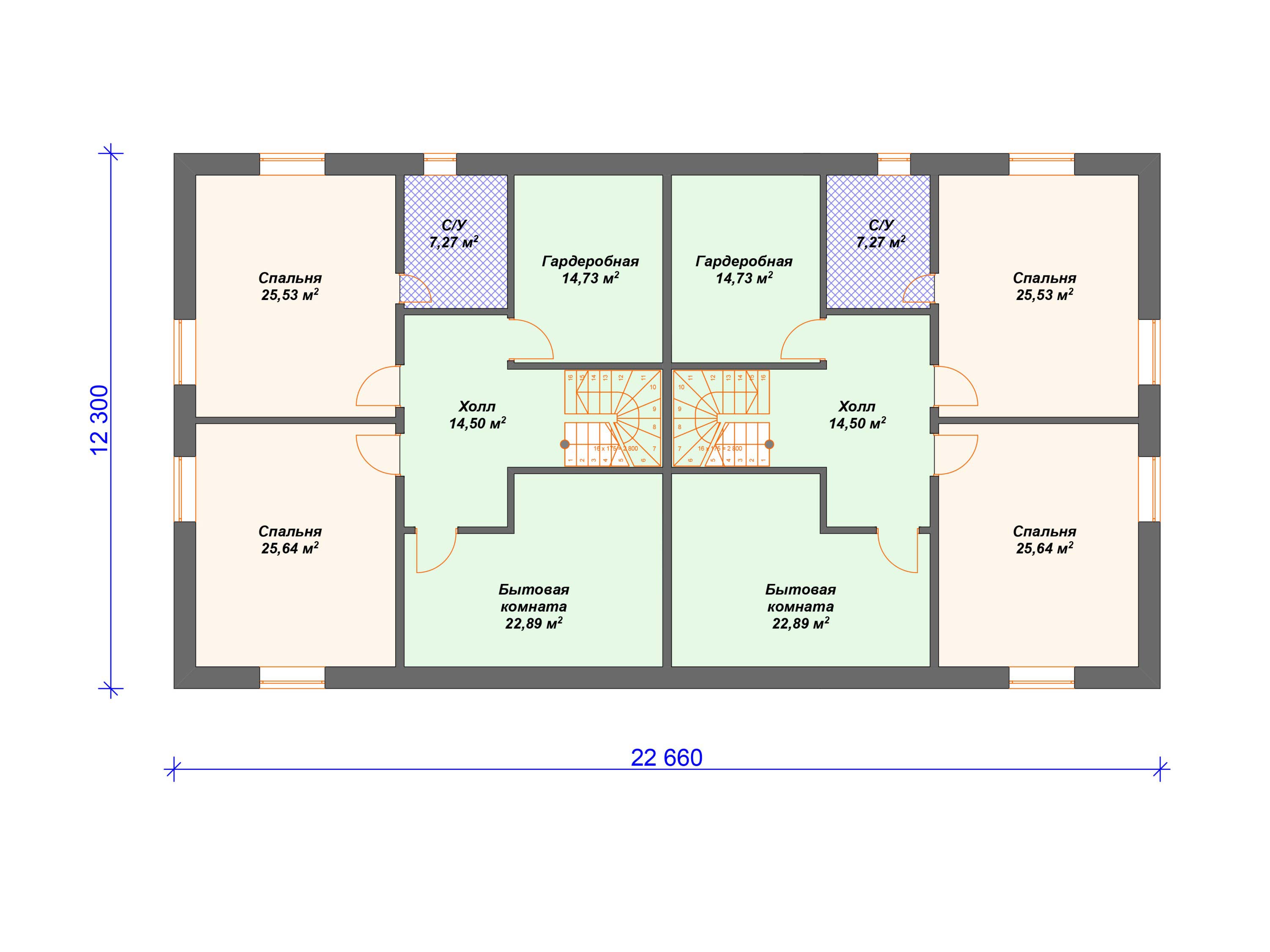 Схема дома из пеноблока К-002 2 этаж