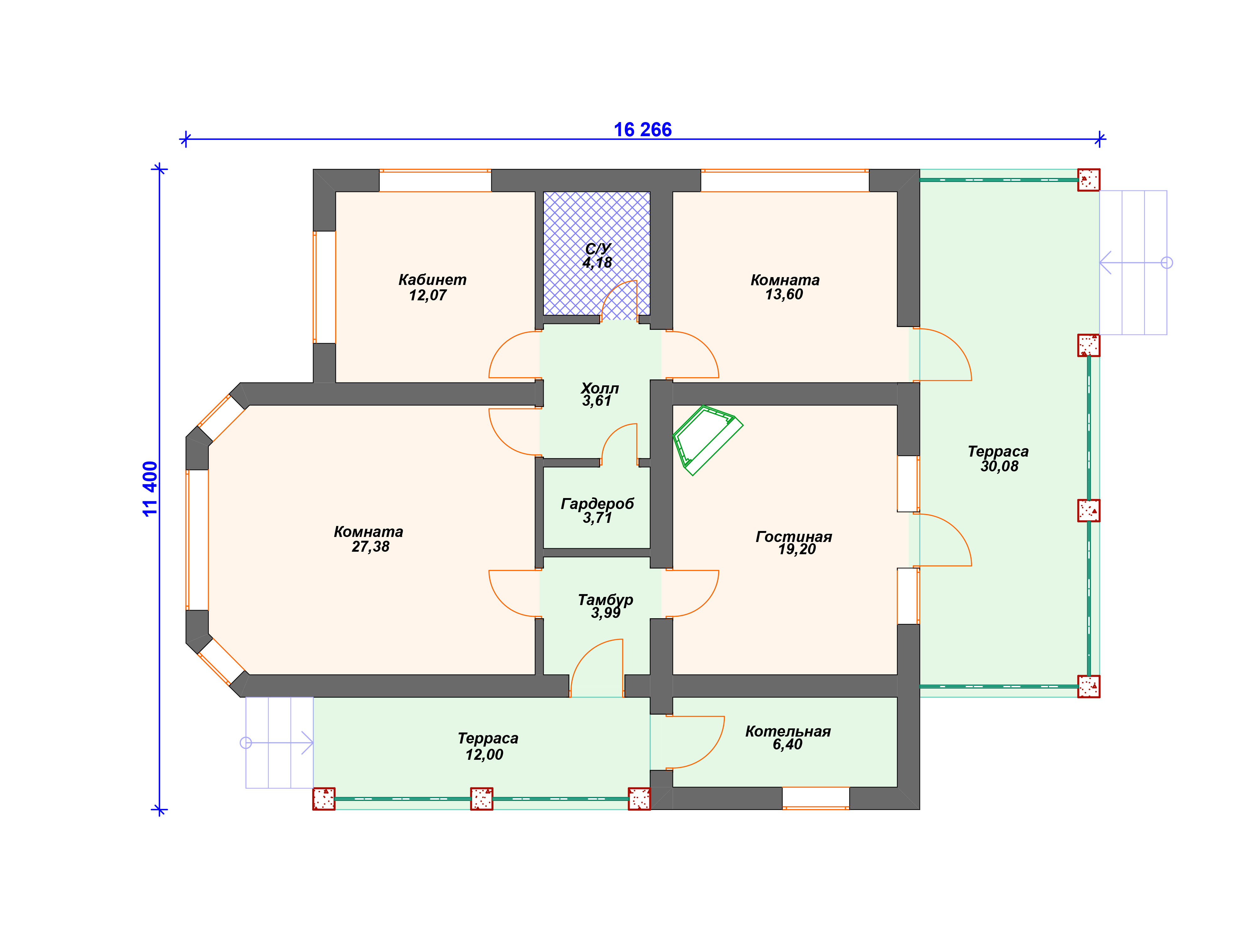 Схема дома из пеноблока К-003
